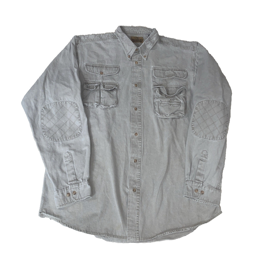 Red Head Men Long Sleeve Trail Fishing Hunting Shirt Elbow Shoulder Size XLT